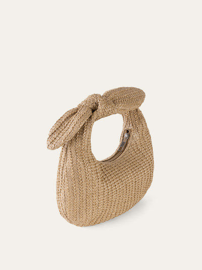 Knot Detail Straw Bag