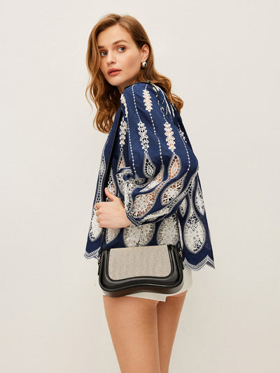 Two-Tone Handbag With Adjustable Strap